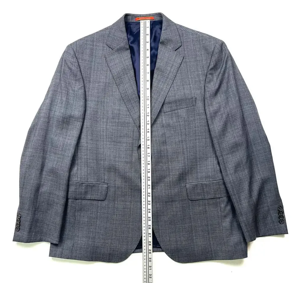 Cremieux Men's Gray Plaid Two-Button Blazer Jacket 100% wool  Size 44S